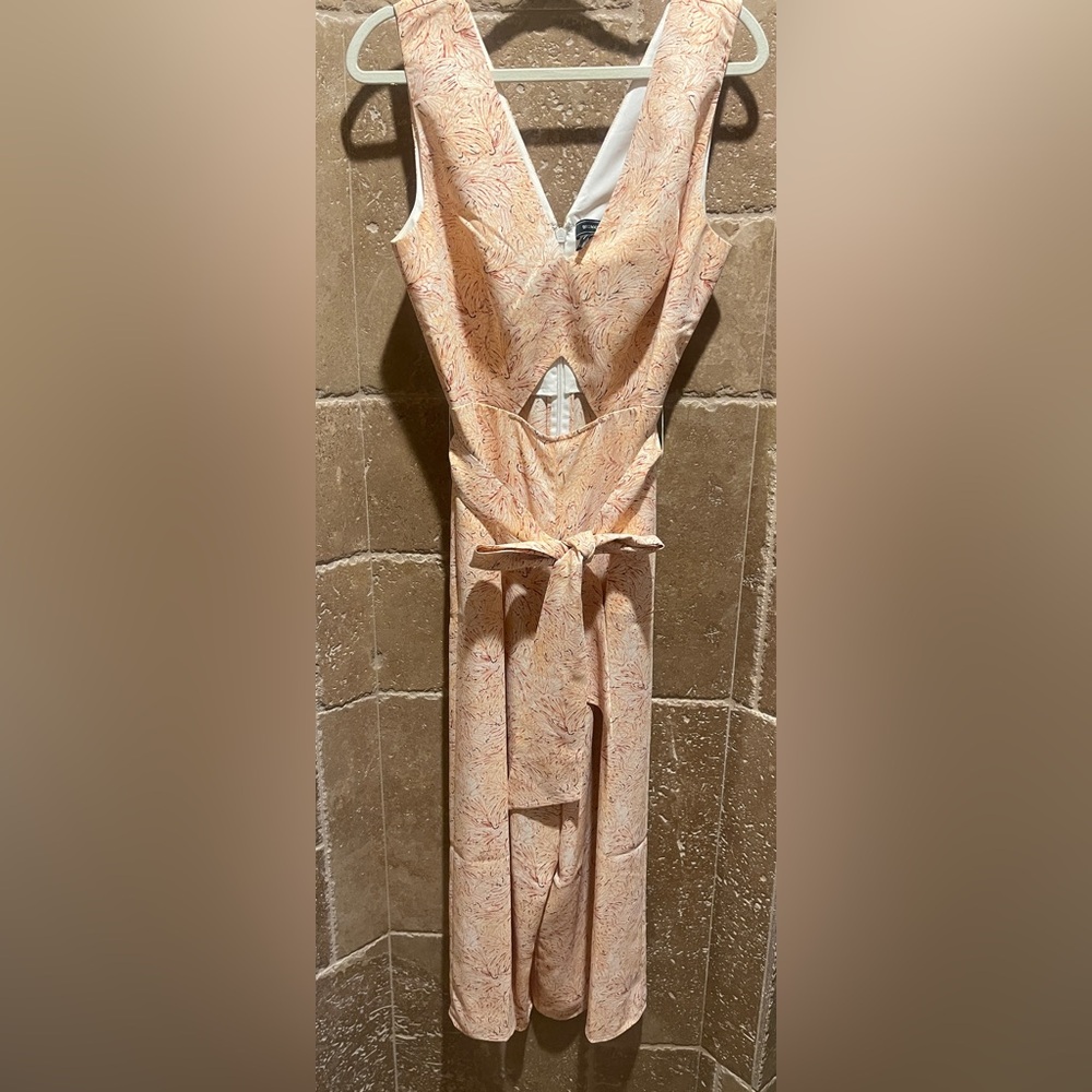 BCBGMaxAzria Peach & Cream Floral Wide Leg Jumpsuit